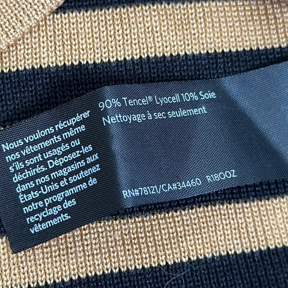 Eileen fisher tan and black stripe sweater size Large - Picture 8 of 8